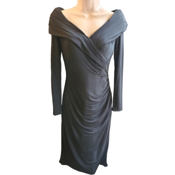 LA FEMME 🔖NWT Long Sleeve Ruched Cocktail Dress - Size 2 - Picture 4 of 13